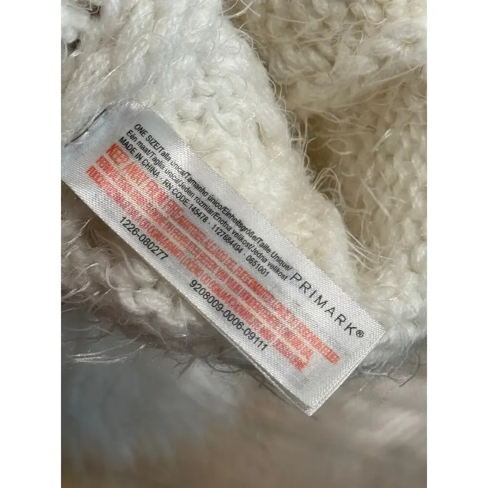 Primark Ivory Cable Knit Double Pom Pom Sweater Hat Beanie
